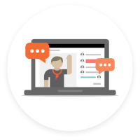 A laptop with a coach interacting with the user